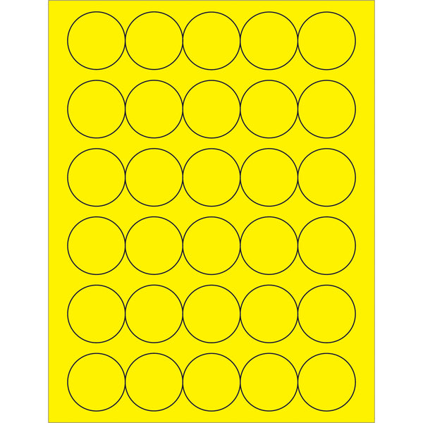 1 1/2" Fluorescent Yellow Circle Laser Labels 3000/Case