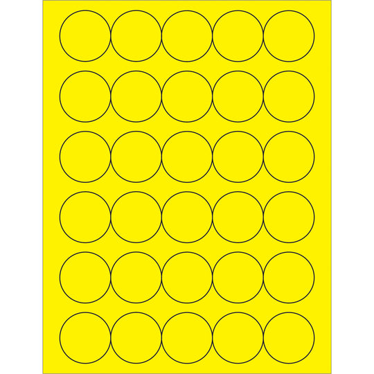 1 1/2" Fluorescent Yellow Circle Laser Labels 3000/Case