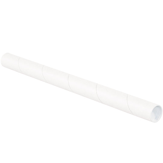 1 1/2 x 15 White Mailing Tubes With End Caps .060 Gauge 50/Case