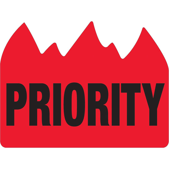 1 1/2 x 2" - "Priority" (Bill of Lading) Flame Labels 500/Roll