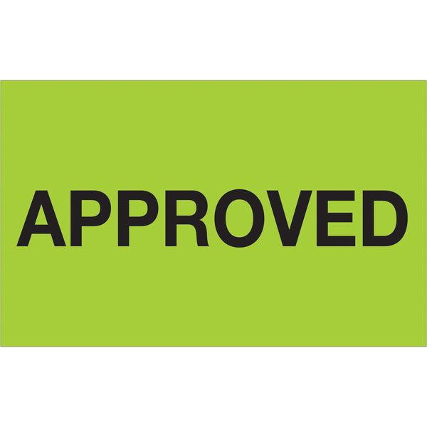 1 1/4 x 2" - "Approved" (Fluorescent Green) Labels 500/Roll