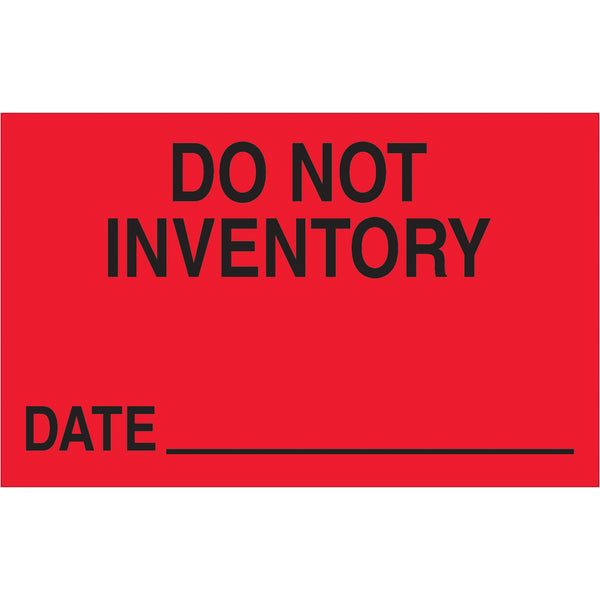 1 1/4 x 2" - "Do Not Inventory - Date" (Fluorescent Red) Labels 500/Roll