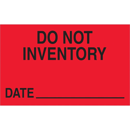 1 1/4 x 2" - "Do Not Inventory - Date" (Fluorescent Red) Labels 500/Roll