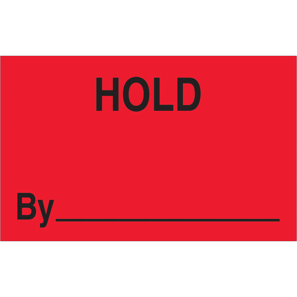 1 1/4 x 2" - "Hold By" (Fluorescent Red) Labels 500/Roll