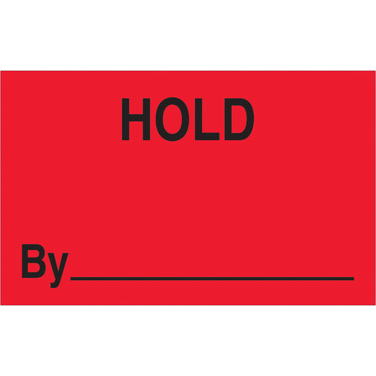 1 1/4 x 2" - "Hold By" (Fluorescent Red) Labels 500/Roll