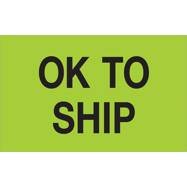 1 1/4 x 2" - "OK To Ship" (Fluorescent Green) Labels 500/Roll