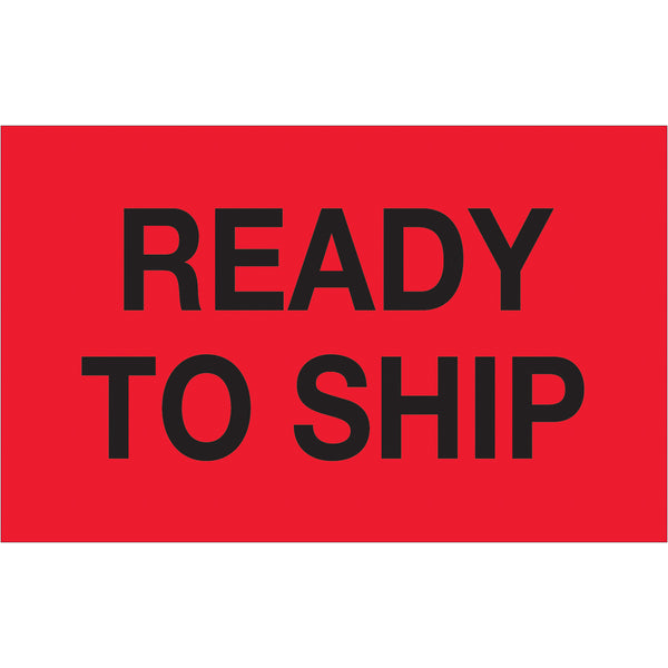 1 1/4 x 2" - "Ready To Ship" (Fluorescent Red) Labels 500/Roll