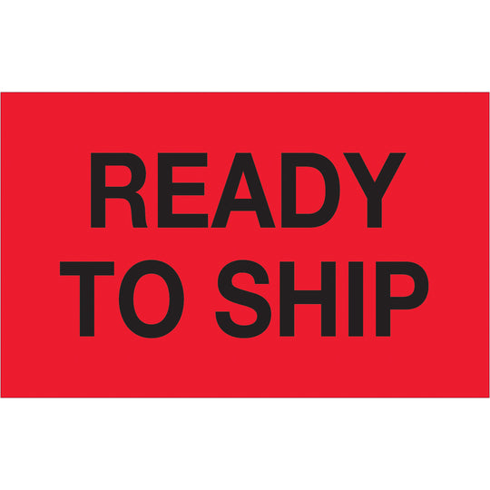 1 1/4 x 2" - "Ready To Ship" (Fluorescent Red) Labels 500/Roll