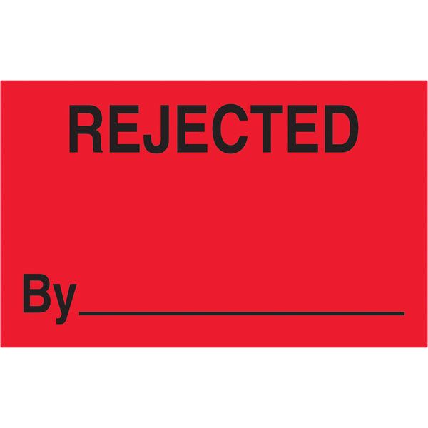 1 1/4 x 2" - "Rejected By" (Fluorescent Red) Labels 500/Roll