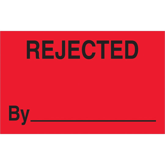 1 1/4 x 2" - "Rejected By" (Fluorescent Red) Labels 500/Roll
