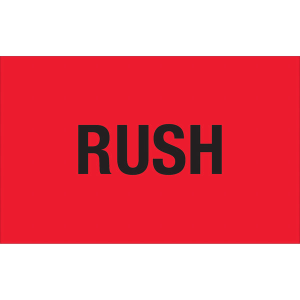 1 1/4 x 2" - "Rush" (Fluorescent Red) Labels 500/Roll