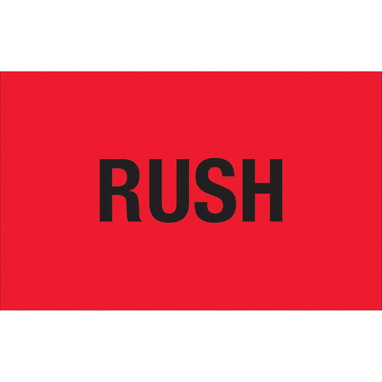 1 1/4 x 2" - "Rush" (Fluorescent Red) Labels 500/Roll