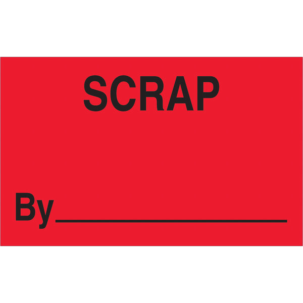 1 1/4 x 2" - "Scrap By" (Fluorescent Red) Labels 500/Roll