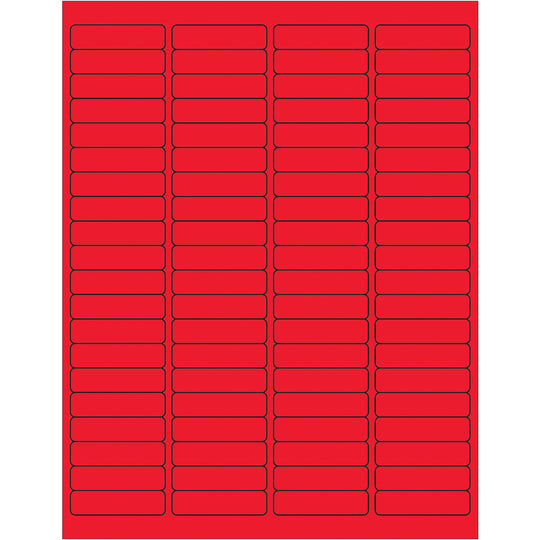 1 15/16 x 1/2" Fluorescent Red Rectangle Laser Labels 8000/Case