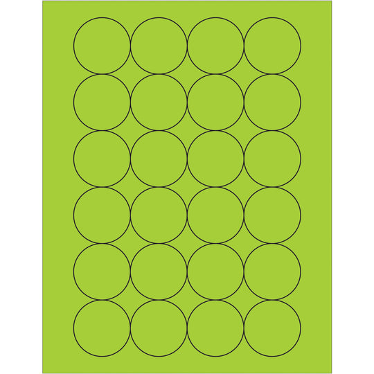 1 2/3" Fluorescent Green Circle Laser Labels 2400/Case