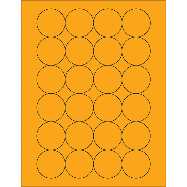 1 2/3" Fluorescent Orange Circle Laser Labels 2400/Case