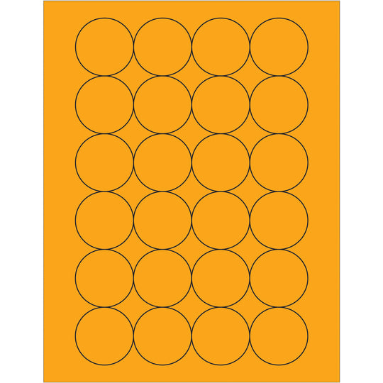1 2/3" Fluorescent Orange Circle Laser Labels 2400/Case
