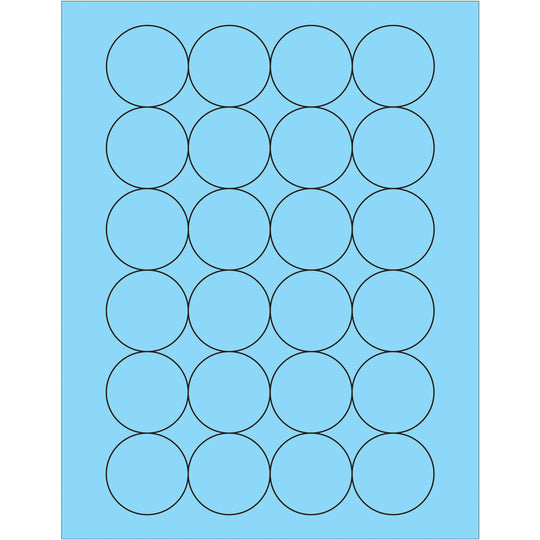 1 2/3" Fluorescent Pastel Blue Circle Laser Labels 2400/Case