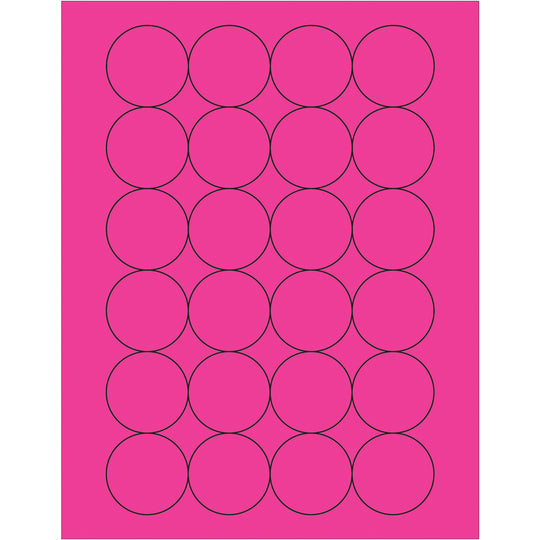 1 2/3" Fluorescent Pink Circle Laser Labels 2400/Case
