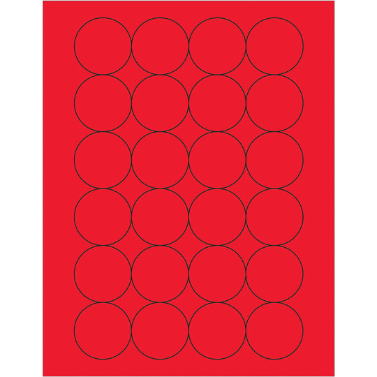 1 2/3" Fluorescent Red Circle Laser Labels 2400/Case