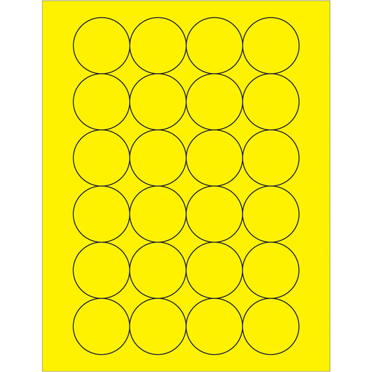 1 2/3" Fluorescent Yellow Circle Laser Labels 2400/Case