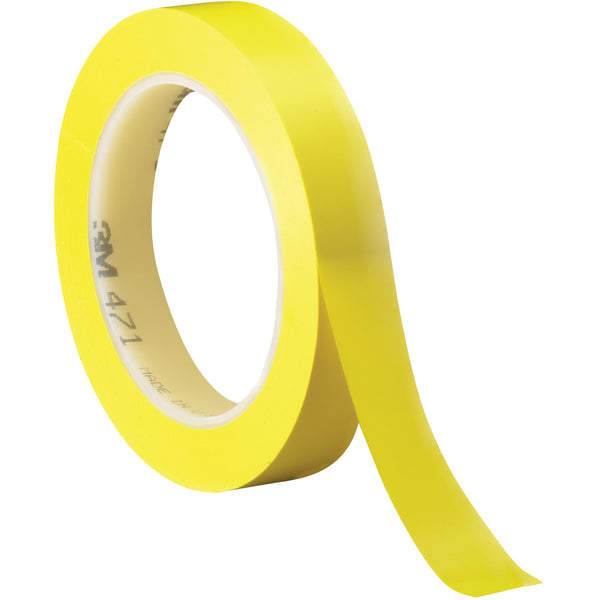 1/2" x 36 yds. Yellow 3M 471 Vinyl Tape 3/Case