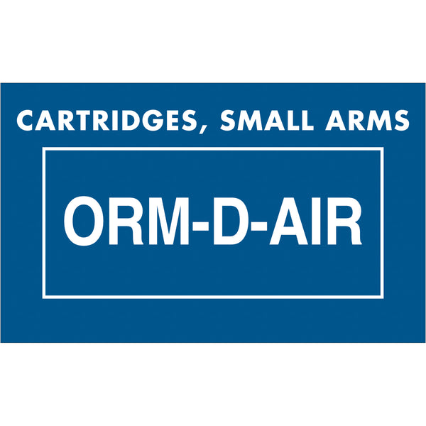 1 3/8 x 2 1/4" - "Cartridges, Small Arms ORM-D-AIR" Labels 500/Roll