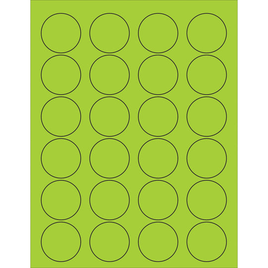 1 5/8" Fluorescent Green Circle Laser Labels 2400/Case