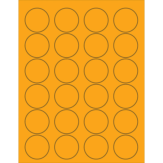 1 5/8" Fluorescent Orange Circle Laser Labels 2400/Case