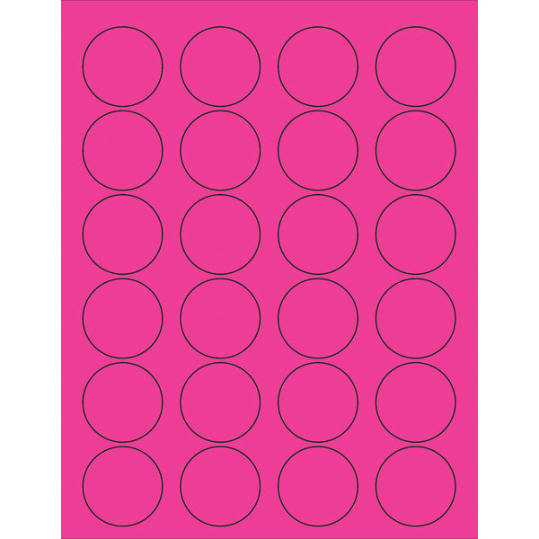 1 5/8" Fluorescent Pink Circle Laser Labels 2400/Case