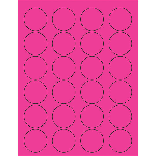 1 5/8" Fluorescent Pink Circle Laser Labels 2400/Case
