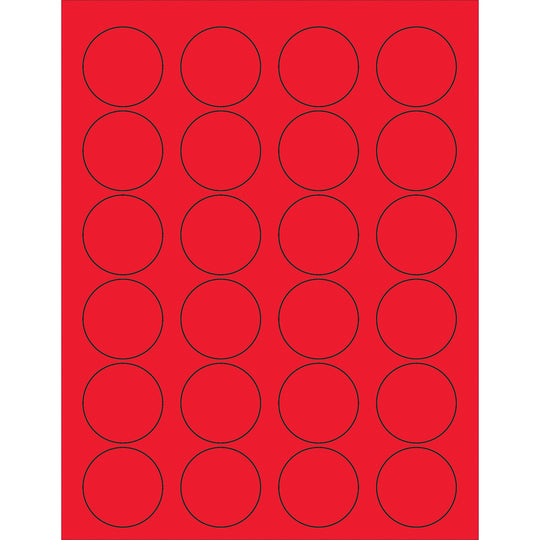 1 5/8" Fluorescent Red Circle Laser Labels 2400/Case