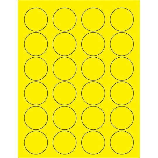 1 5/8" Fluorescent Yellow Circle Laser Labels 2400/Case