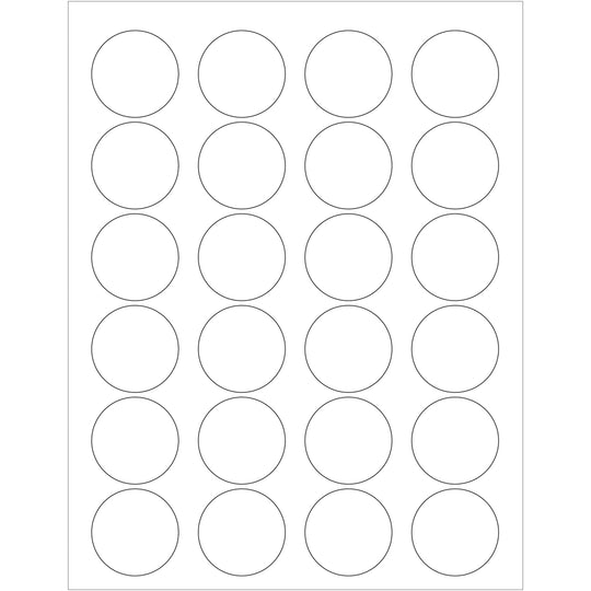 1.625" White Circle Laser Labels 2400/Case