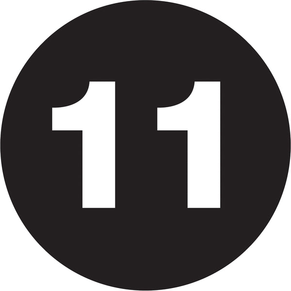 1" Circle - "11" (Black) Number Labels 500/Roll