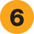 1" Circle - "6" (Fluorescent Orange) Number Labels 500/Roll