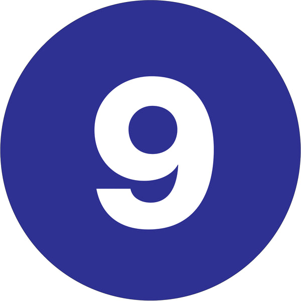 1" Circle - "9" (Dark Blue) Number Labels 500/Roll