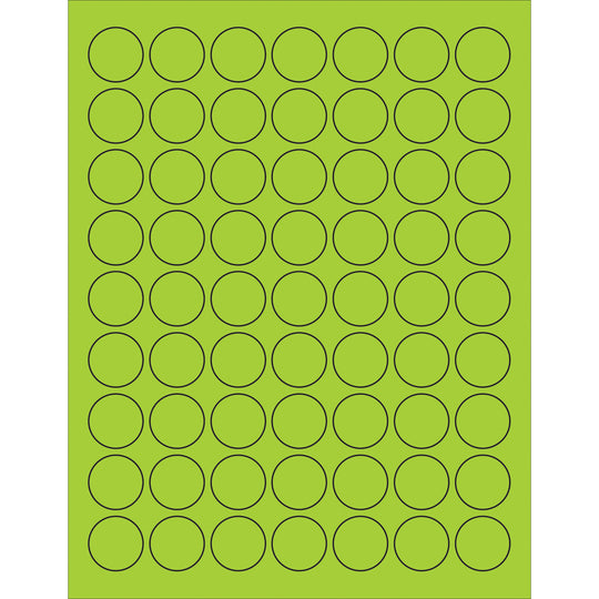 1" Fluorescent Green Circle Laser Labels 6300/Case