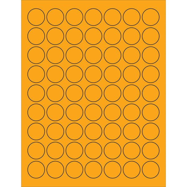 1" Fluorescent Orange Circle Laser Labels 6300/Case