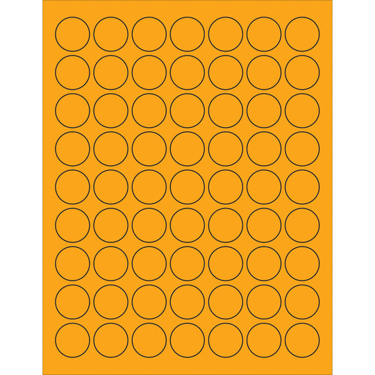 1" Fluorescent Orange Circle Laser Labels 6300/Case