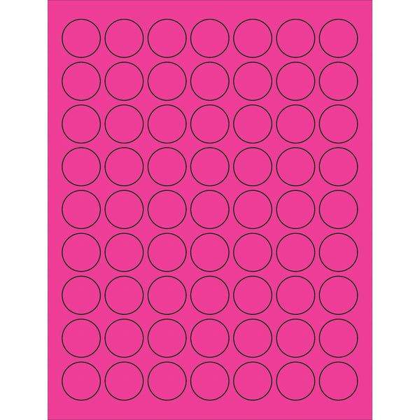 1" Fluorescent Pink Circle Laser Labels 6300/Case