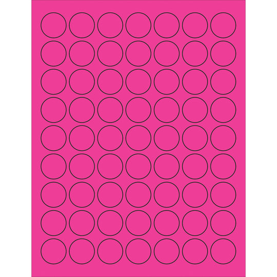 1" Fluorescent Pink Circle Laser Labels 6300/Case