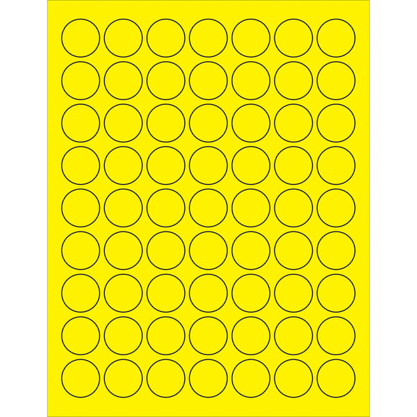 1" Fluorescent Yellow Circle Laser Labels 6300/Case