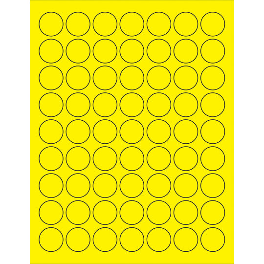 1" Fluorescent Yellow Circle Laser Labels 6300/Case