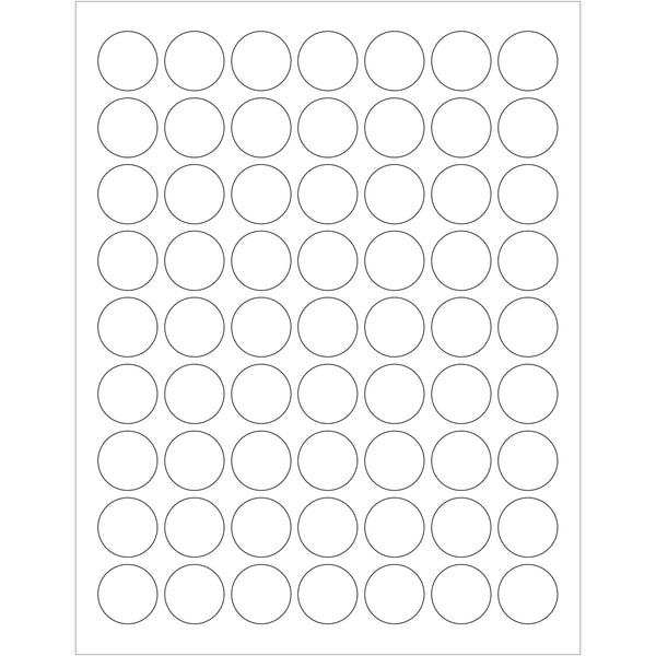 1" White Removable Circle Laser Labels 6300/Case