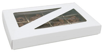 9-5/8 x 6-1/8 x 1-1/8 White 1 lb. Triangle Window Candy Box LID 250/Case