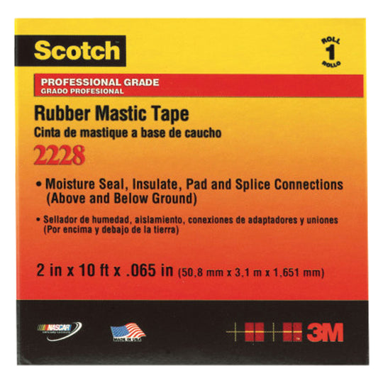 1" x 10 Feet Black 3M 2228 Rubber Mastic Electrical Tape 2/Case