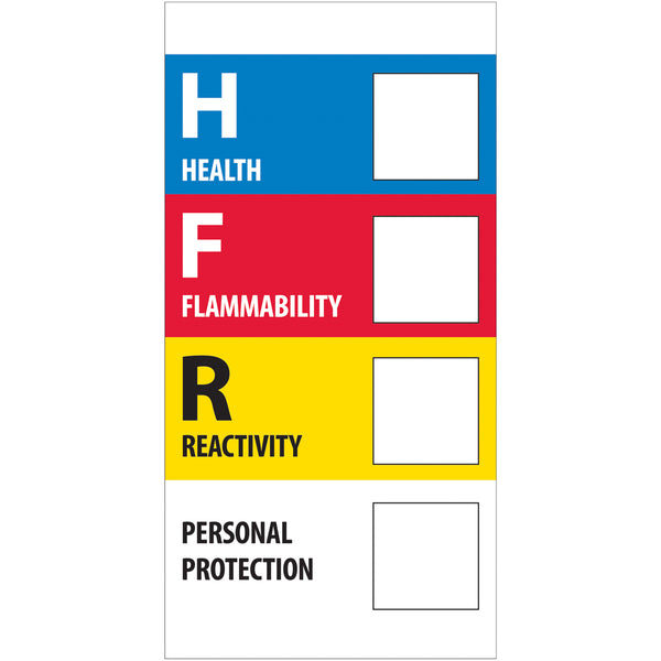 1 x 2" - "Health Flammability Reactivity" 500/Roll