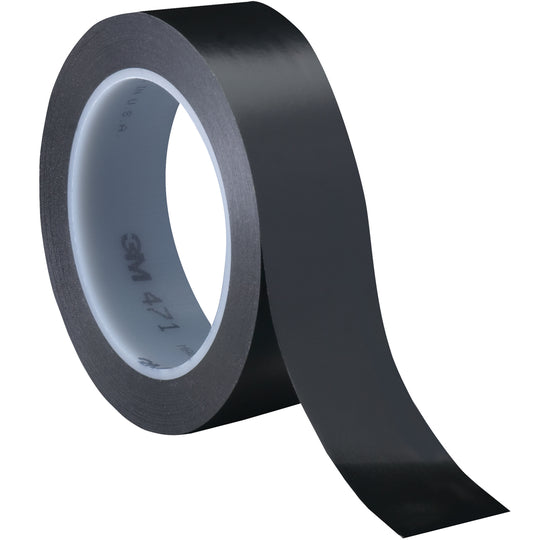 1" x 36 yds. Black 3M 471 Vinyl Tape 3/Case