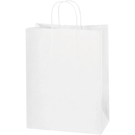 10 x 5 x 13 1/2 White Shopping Bags w/ Handles 250/Case